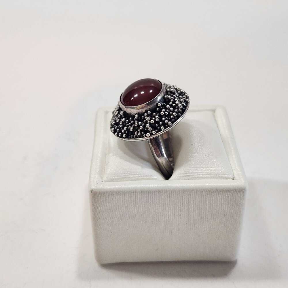 Unique Round Carnelian Stone With Multiple Sterli… - image 2